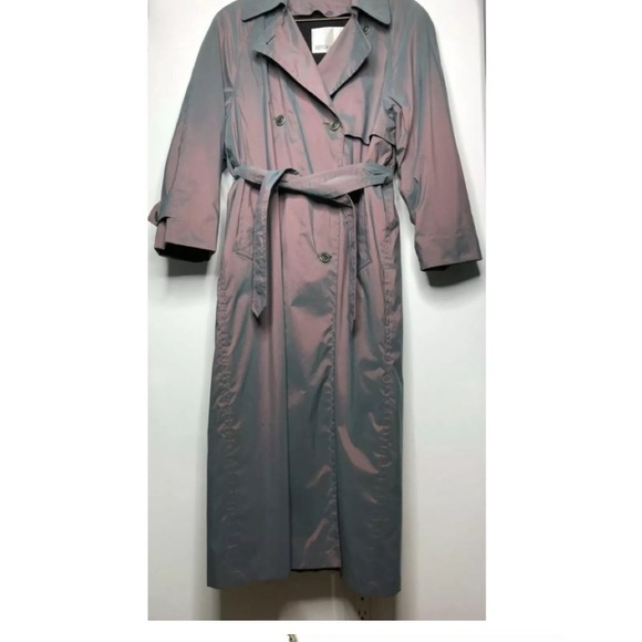 London Fog purple shimmering trench coat. - Picture 2 of 4